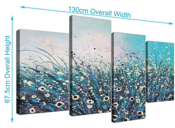 cheap floral canvas pictures teal 4260