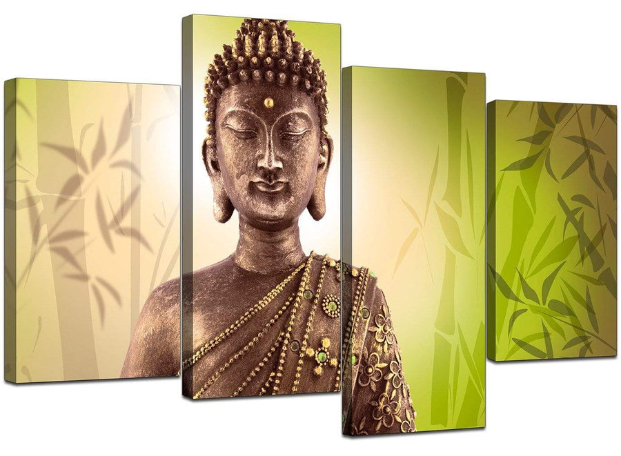 4 Part Set of Extra-Large Green Canvas Wall Art
