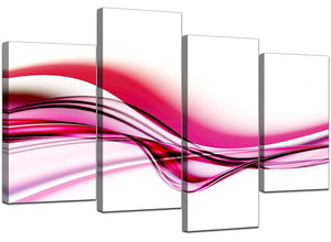 4 Panel Set of Extra-Large Pink Canvas Wall Art