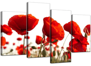 Set Of Four Cheap Red Canvas Prints