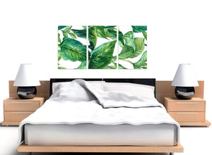 Cheap Green Palm Tropical Banana Leaves Canvas Split Triptych 3324 For Your Living Room