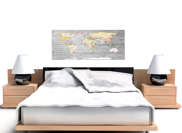 Cheap Grey Large Map Of World Canvas Art Print Colourful Light Grey Maps Canvas Modern 120cm Wide 1306 For Your Dining Room