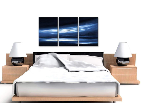 Cheap Indigo Blue White Abstract Sunset Modern Canvas Wall Art Multi Set Of 3 125cm Wide 3332 For Your Dining Room