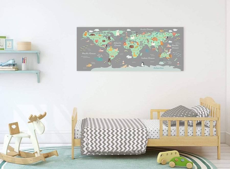 Childs Animal Atlas for Bedroom or Nursery in green and grey