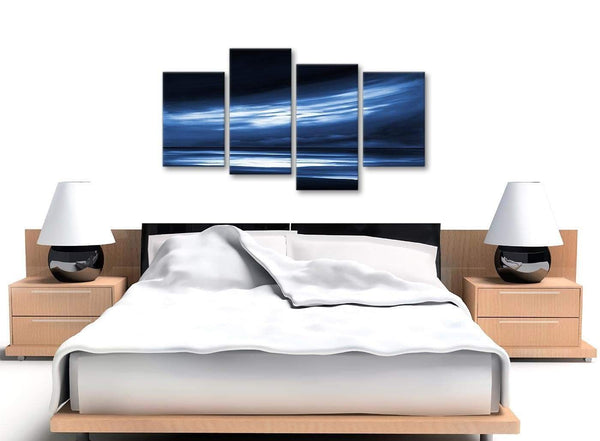 Cheap Large Indigo Blue White Abstract Sunset Modern Canvas Wall Art Multi 4 Set 130cm Wide 4332 For Your Dining Room