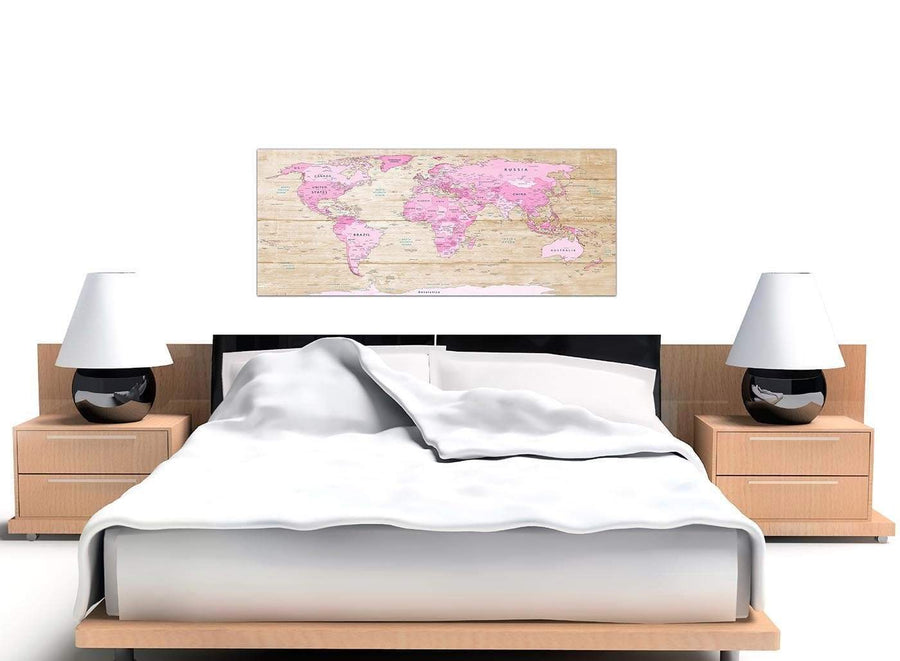 Cheap Large Pink Cream Map Of World Atlas Canvas Modern 120cm Wide 1309 For Your Teenage Girls Bedroom