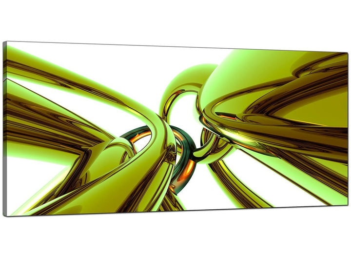 Lime-Green Bedroom Panoramic Abstract Canvas - 4035