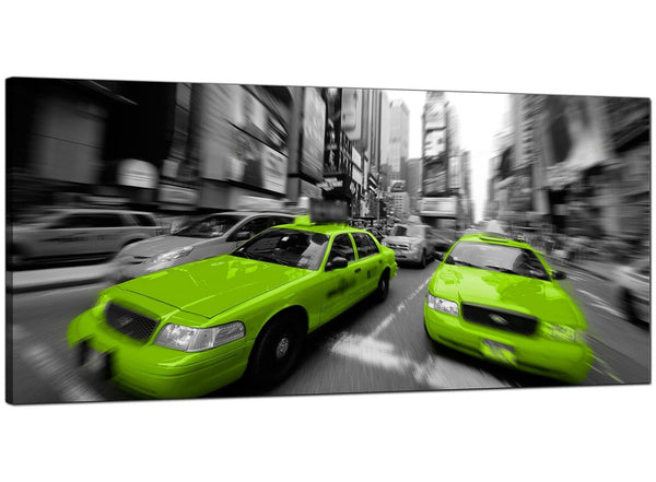 Lime-Green Modern Panoramic Canvas of New York