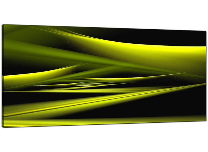 Lime-Green Living Room Panoramic Abstract Canvas - 4047