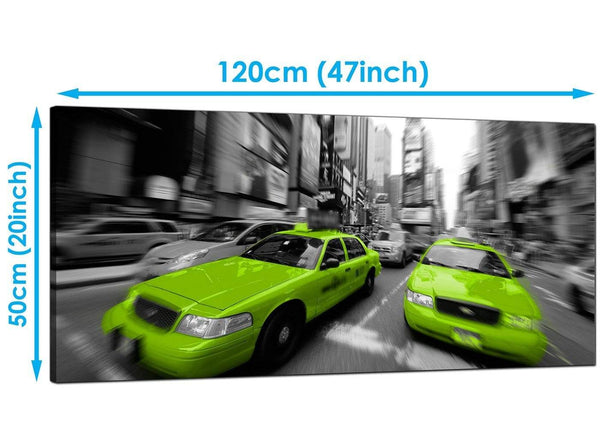 Modern Lime Green Panoramic Canvas of New York