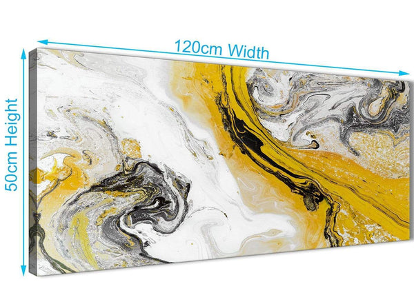 Cheap Mustard Yellow and Grey Swirl Living Room Canvas Wall Art Accessories - Abstract 1462 - 120cm Print