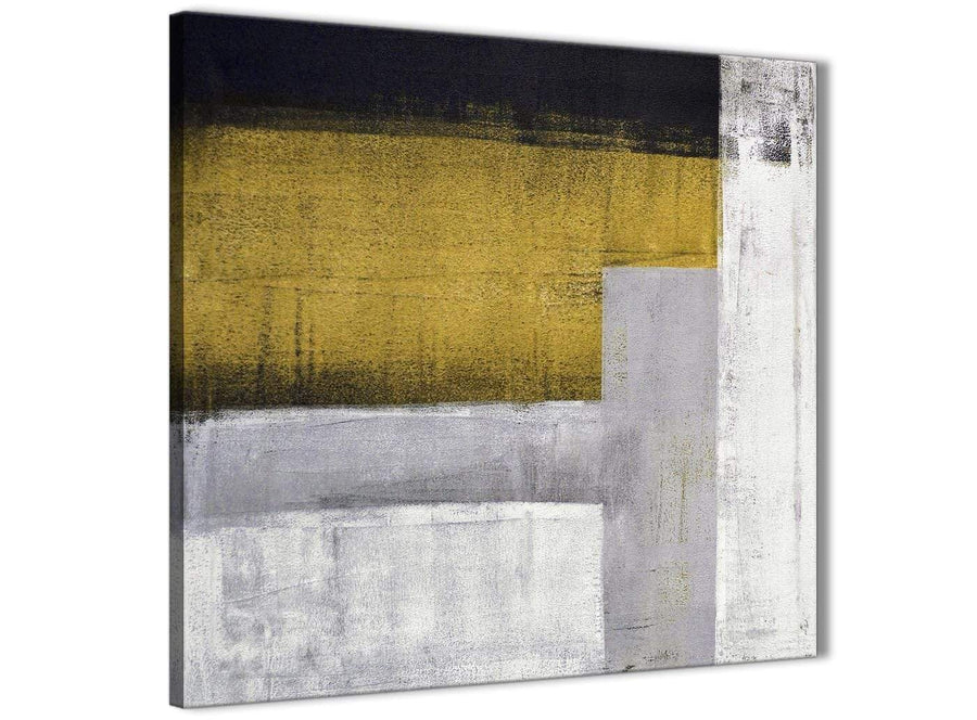 Cheap Mustard Yellow Grey Painting Bathroom Canvas Wall Art Accessories - Abstract 1s425s - 49cm Square Print
