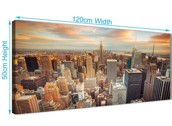 Cheap New York Skyline Sunset Manhattan Cityscape - Canvas Art Pictures - Landscape - 1202 - 120cm Wide Print