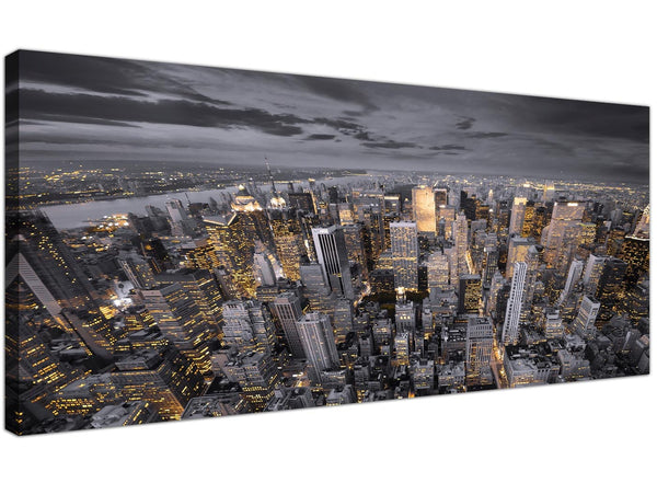 Black White Yellow New York Skyline Cityscape Canvas
