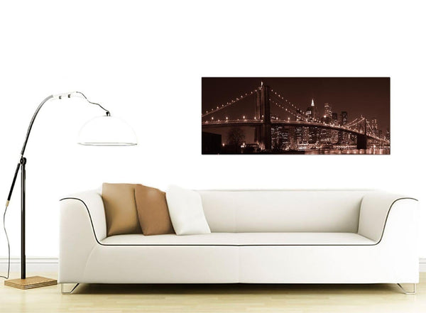 Brown Brooklyn Bridge New York Skyline City Canvas