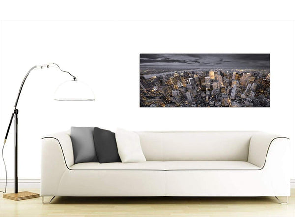 Black White Yellow New York Skyline Cityscape Canvas