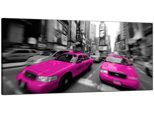 Pink Cheap Wide Canvas of Nyc Taxi