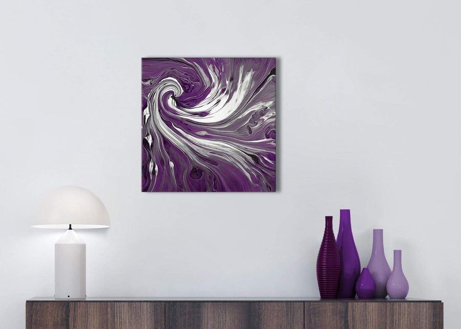 Cheap Plum Purple White Swirls Modern Abstract Canvas Wall Art Modern 49cm Square 1S353S For Your Bedroom