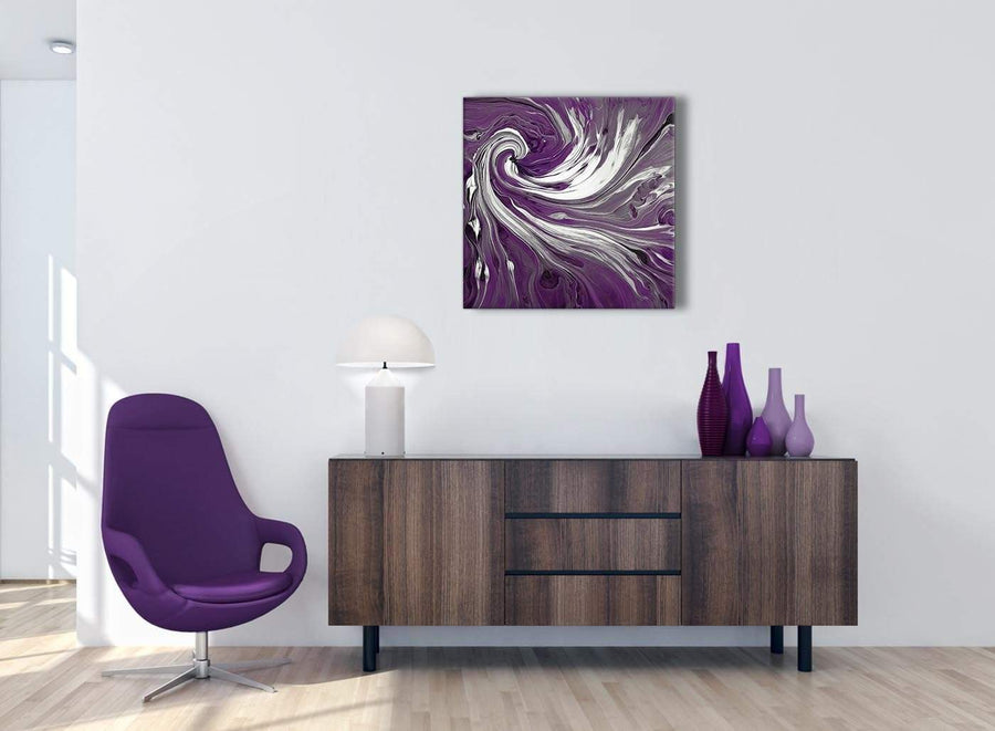 Cheap Plum Purple White Swirls Modern Abstract Canvas Wall Art Modern 64cm Square 1S353M For Your Bedroom