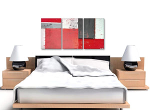 Cheap Red Grey Abstract Painting Canvas Wall Art Multi 3 Panel 125cm Wide 3343 For Your Bedroom