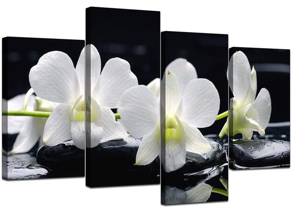 Set Of Four Living-Room Black White Canvas Art