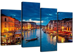 4 Piece Set of Living-Room Blue Canvas Picture