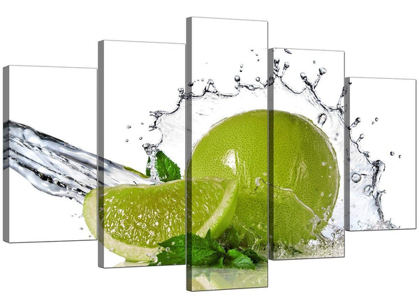 Set Of Five Living-Room Green Canvas Art