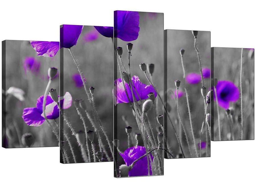 Five Part Set of Extra-Large Purple Canvas Picture