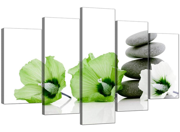 Five Part Set of Living-Room Green Canvas Pictures