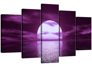 Set Of Five Cheap Purple Canvas Pictures