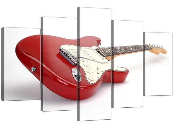 Set Of Five Living-Room Red Canvas Pictures