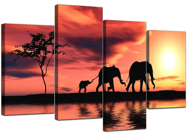 4 Part Set of Extra-Large Orange Canvas Prints