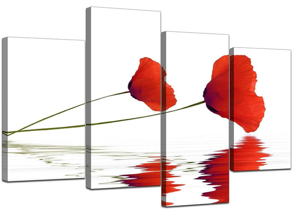 Four Panel Set of Extra-Large Red Canvas Pictures