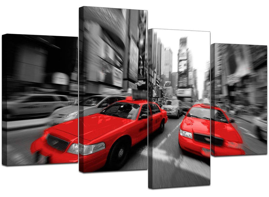 4 Part Set of Living-Room Red Canvas Pictures
