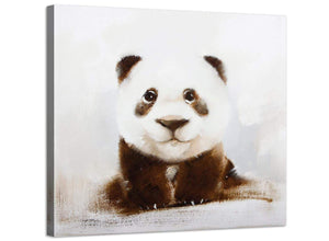 Large Nursery Childrens Kids Bedroom - Panda Modern Canvas Art - 48cm - 1s250m