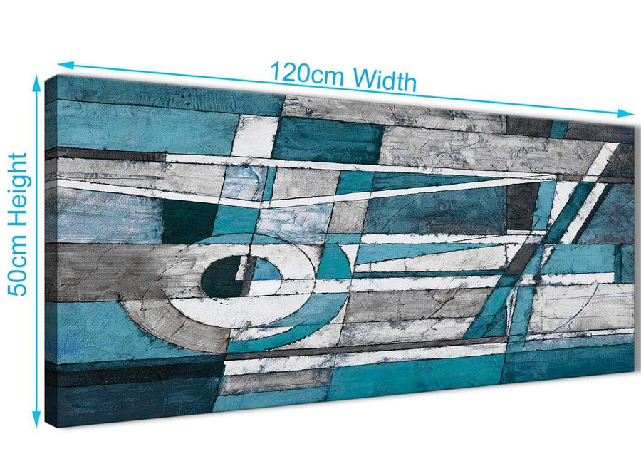 Cheap Teal Grey Painting Bedroom Canvas Wall Art Accessories - Abstract 1402 - 120cm Print