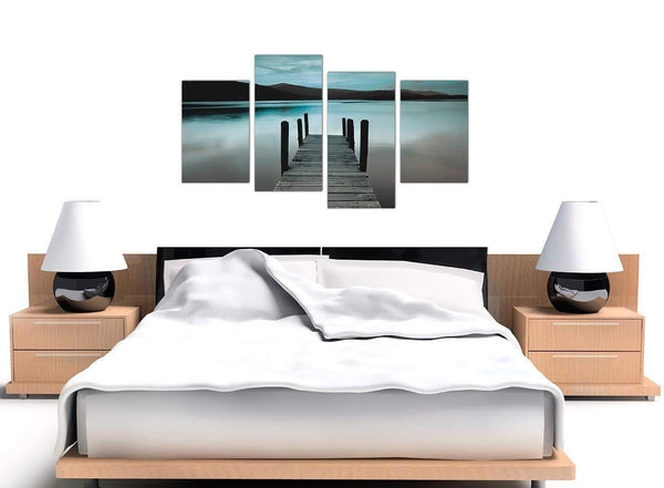 cheap teal lake district jetty canvas art 4237