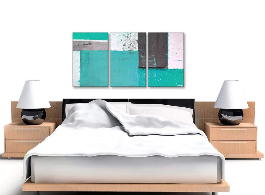 Cheap Turquoise Grey Abstract Painting Canvas Wall Art Multi Set Of 3 125cm Wide 3345 For Your Living Room