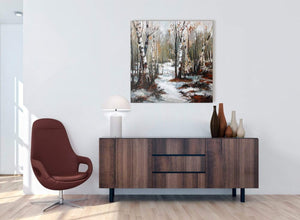 cheap woodland winter trees forest scene landscape canvas modern 79cm square 1s295l for your hallway