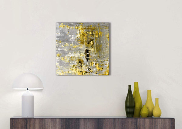 Cheap Yellow Abstract Painting Wall Art Print Canvas Modern 49cm Square 1S357S For Your Dining Room