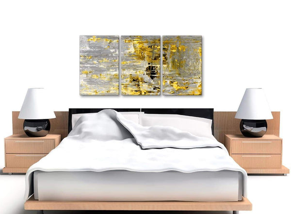 Cheap Yellow Abstract Painting Wall Art Print Canvas Split 3 Part 125cm Wide 3357 For Your Dining Room