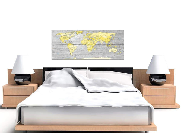 Cheap Yellow Grey Large Yellow Grey Map Of World Atlas Canvas Wall Art Print Maps Canvas Modern 120cm Wide 1305 For Your Kitchen
