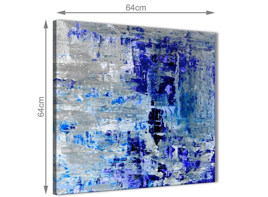 Chic Indigo Blue Grey Abstract Painting Wall Art Print Canvas Modern 64cm Square 1S358M For Your Living Room
