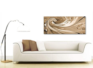 Contemporary Brown Cream Swirls Modern Abstract Canvas Wall Art Modern 120cm Wide 1349 For Your Living Room