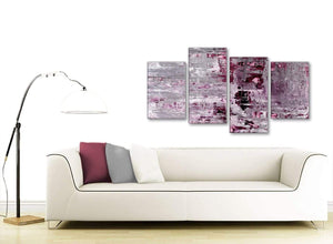 Contemporary Large Plum Grey Abstract Painting Wall Art Print Canvas Split 4 Piece 130cm Wide 4359 For Your Bedroom