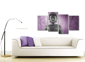Contemporary Large Purple And Grey Silver Wall Art Prints Of Buddha Canvas Multi 4 Part 4330 For Your Hallway