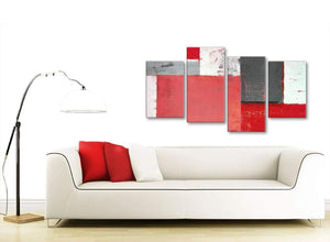 Contemporary Large Red Grey Abstract Painting Canvas Wall Art Multi 4 Set 130cm Wide 4343 For Your Dining Room