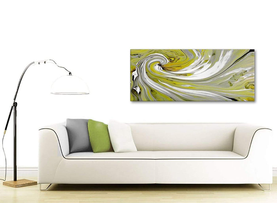Contemporary Lime Green Swirls Modern Abstract Canvas Wall Art Modern 120cm Wide 1351 For Your Kitchen