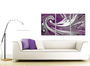 Contemporary Plum Purple White Swirls Modern Abstract Canvas Wall Art Split 3 Set 125cm Wide 3353 For Your Bedroom
