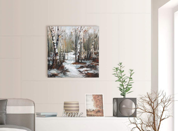 contemporary woodland winter trees forest scene landscape canvas modern 64cm square 1s295m for your living room